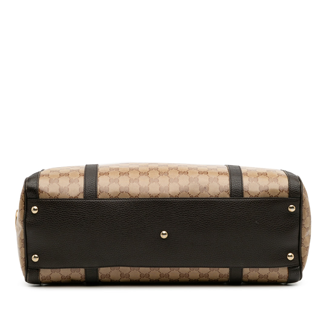 Gucci Large GG Crystal Duchessa Boston Bag Marron