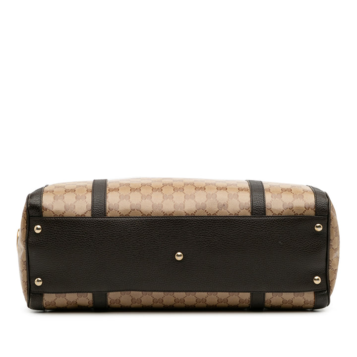 Gucci Large GG Crystal Duchessa Boston Bag Marron