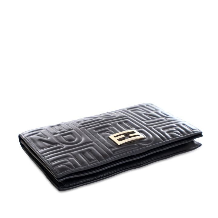 Calfskin Baguette Continental Wallet On Chain Black - Gaby Paris