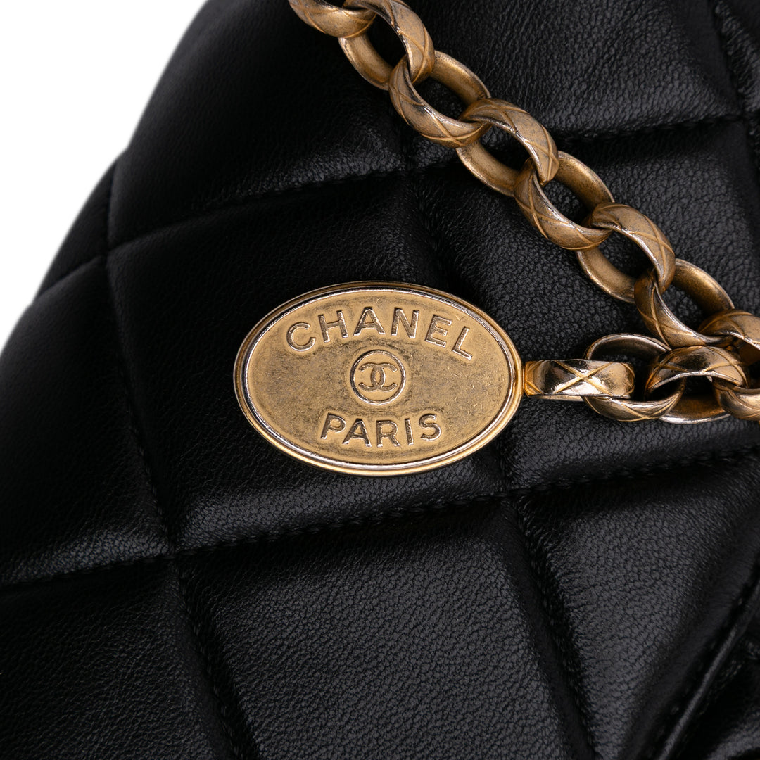 Chanel Mini Square Matelassé Cuir d’agneau Bijoux Logo Chain à rabat