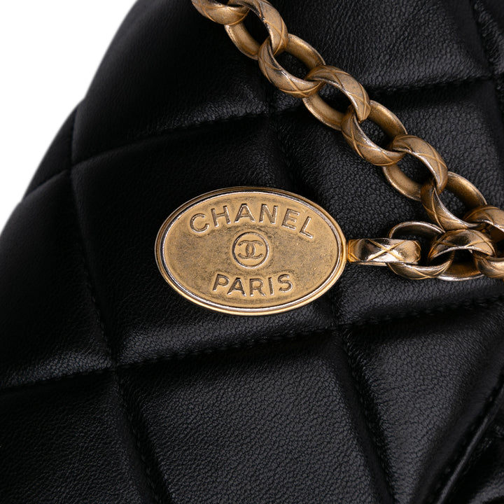 Chanel Mini Square Matelassé Cuir d’agneau Bijoux Logo Chain à rabat