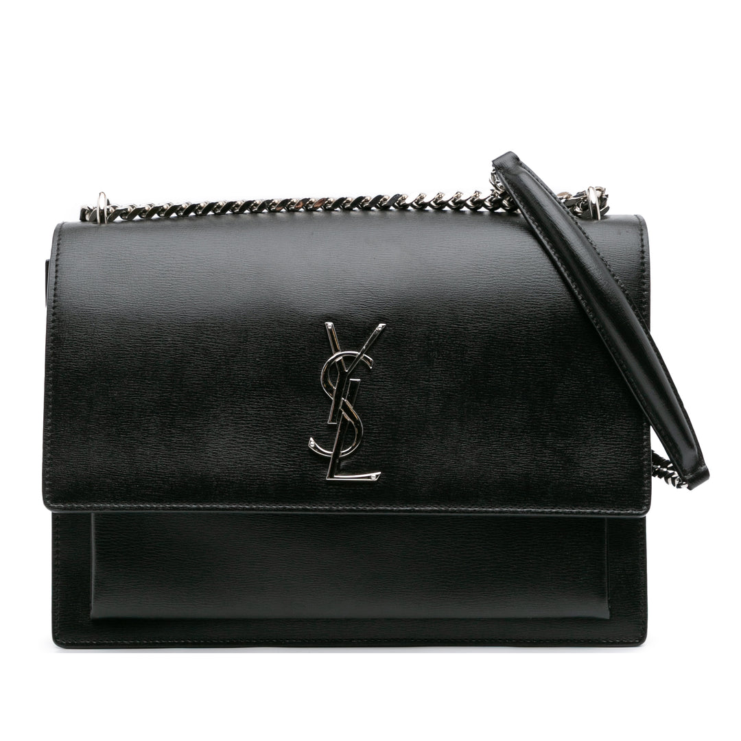 Large Leather Monogram Sunset Crossbody Black - Gaby Paris
