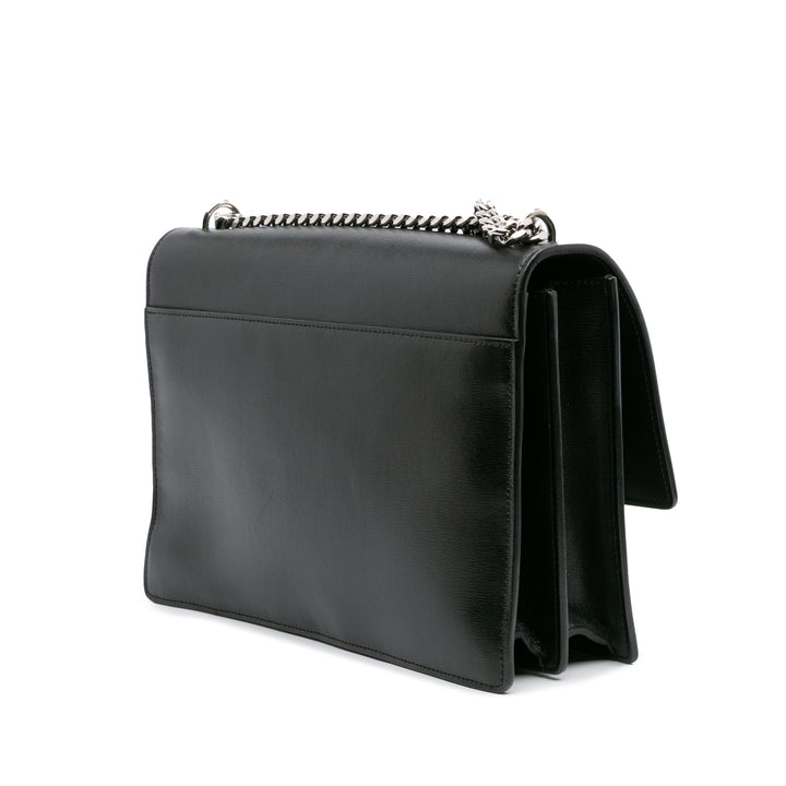 Large Leather Monogram Sunset Crossbody Black - Gaby Paris