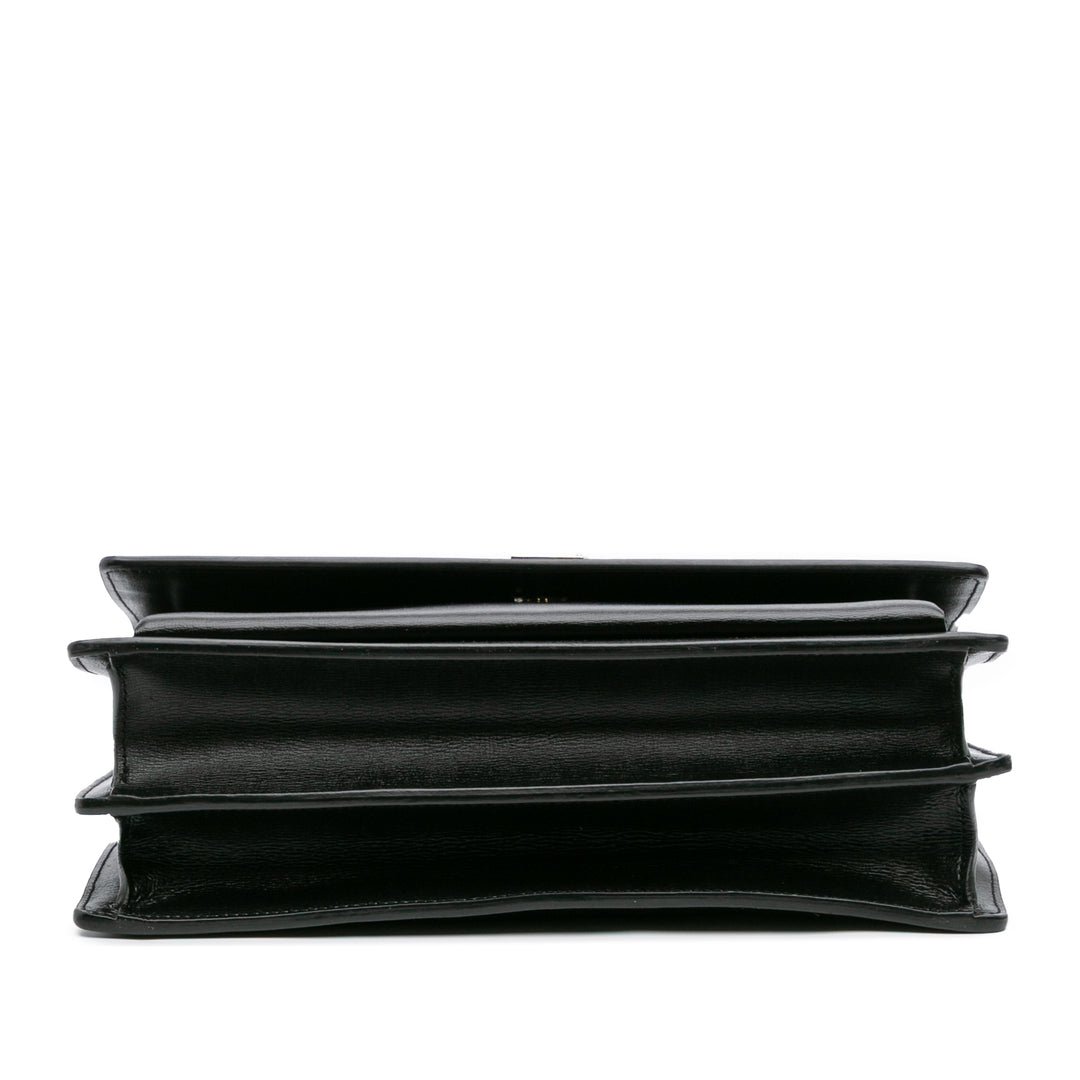 Large Leather Monogram Sunset Crossbody Black - Gaby Paris