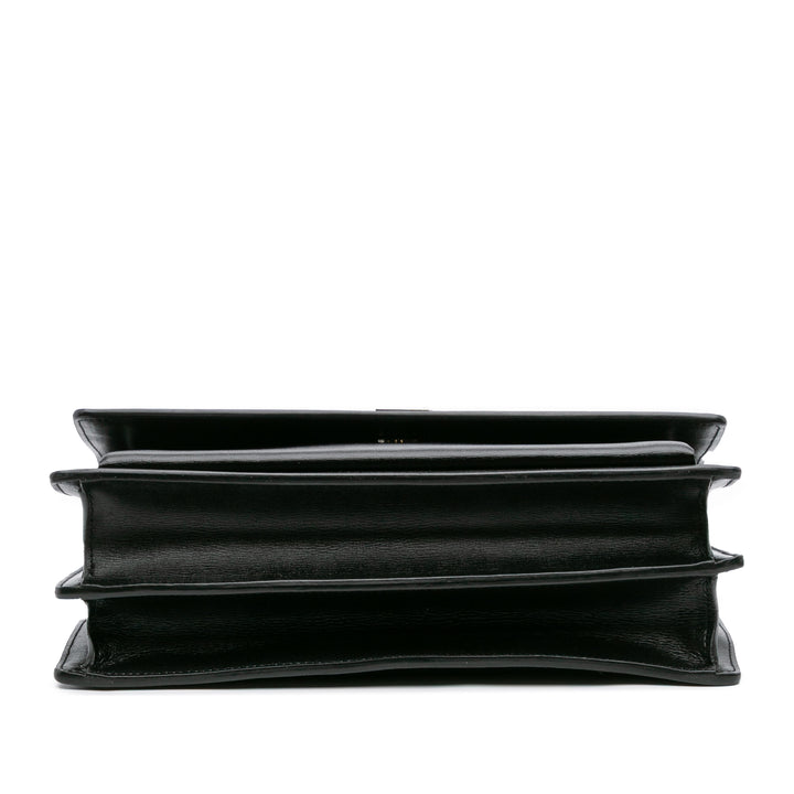 Large Leather Monogram Sunset Crossbody Black - Gaby Paris
