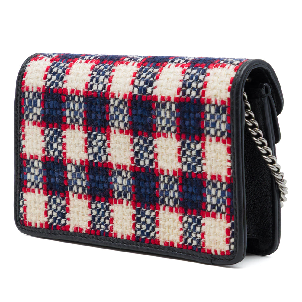 Gucci Sac bandoulière Checkered Dionysus Tweed Mini Noir – vue 2 – GABY PARIS