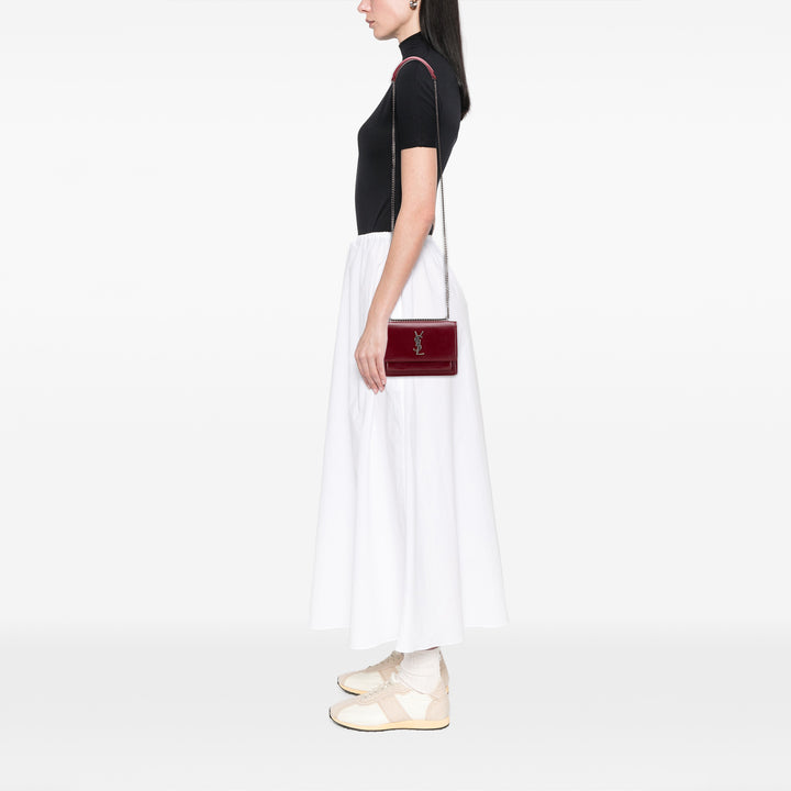 Saint Laurent Mini Cuir de veau Monogram Sunset Wallet on Chain