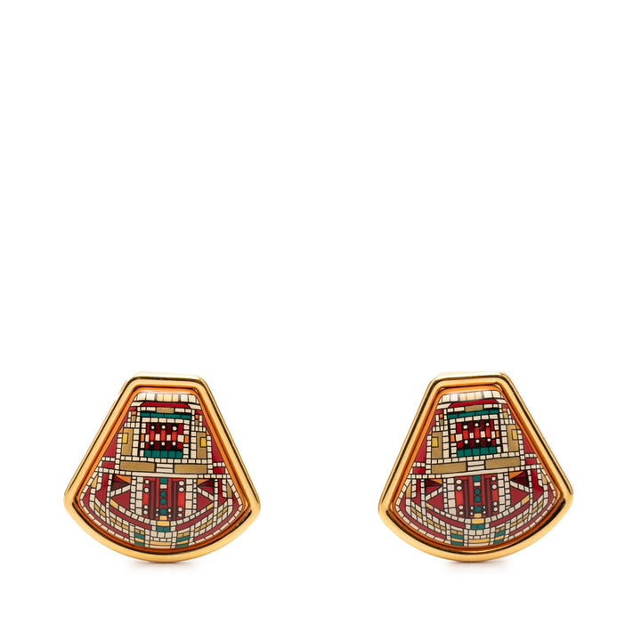 Hermès Émail Cloisonne Clip On Boucles d’oreilles