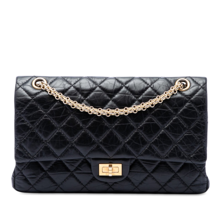 Chanel Matelassé vieilli Reissue 2.55 Double rabat 226 Cuir de veau Noir