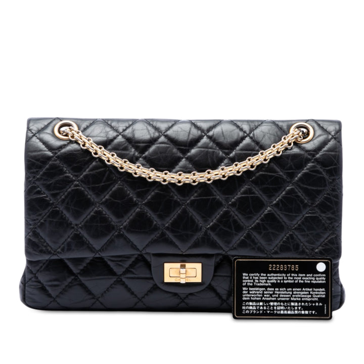 Chanel Matelassé vieilli Reissue 2.55 Double rabat 226 Cuir de veau Noir