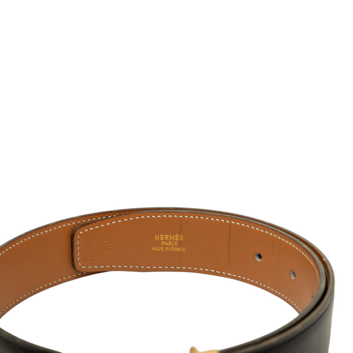 Hermès Box Veau et Courchevel Constance H Réversible Ceinture Box Noir – vue 4 – GABY PARIS
