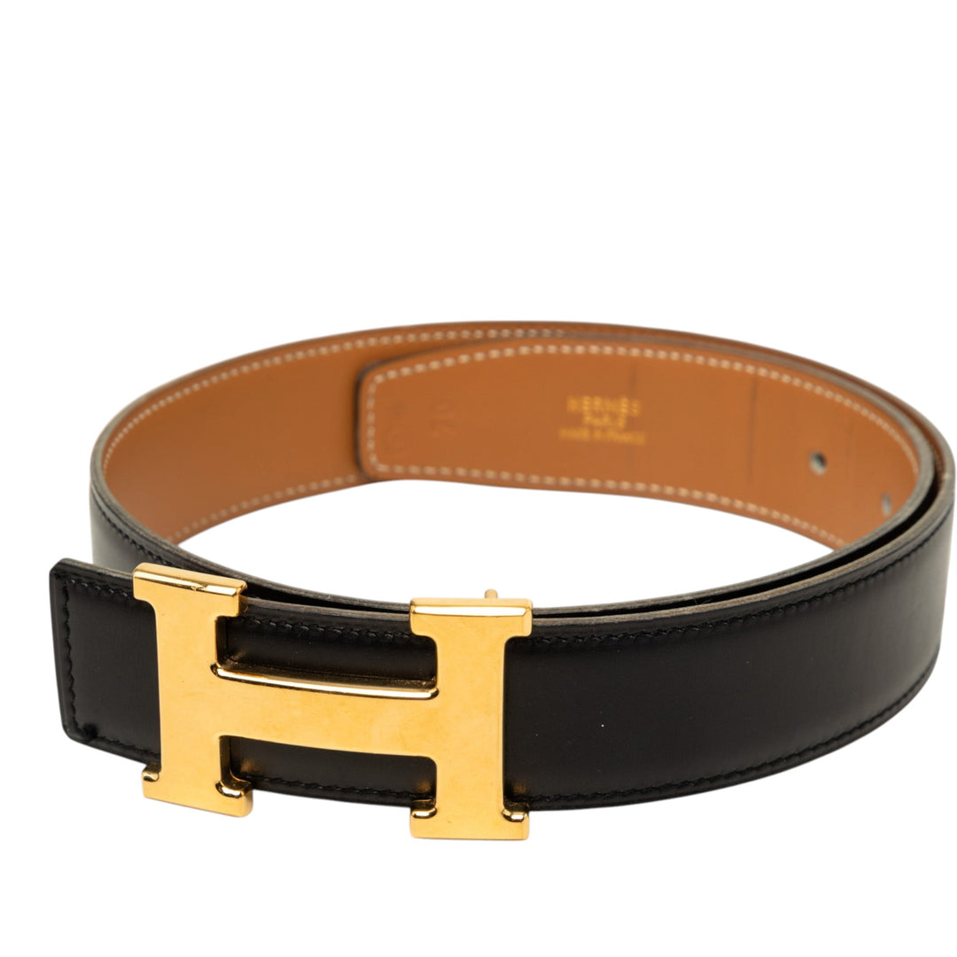 Hermès Box Veau et Courchevel Constance H Réversible Ceinture Box Noir – vue 6 – GABY PARIS
