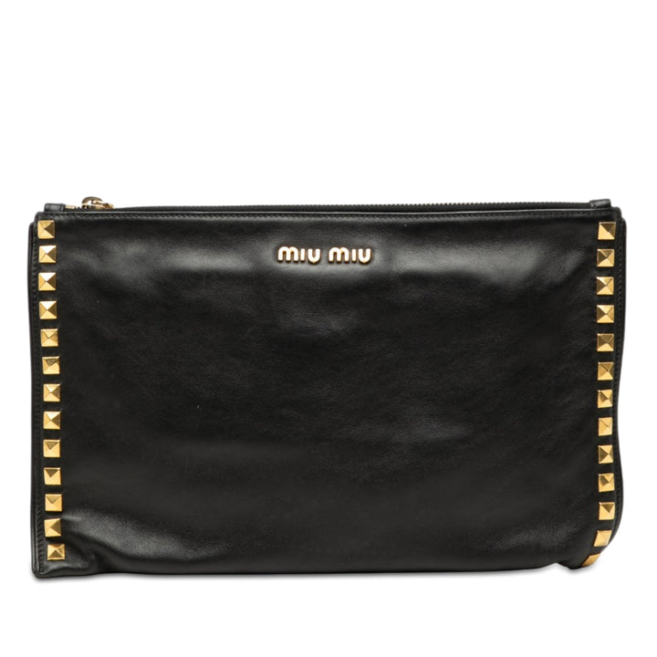 Miu Miu clouté Cuir Zip Pochette