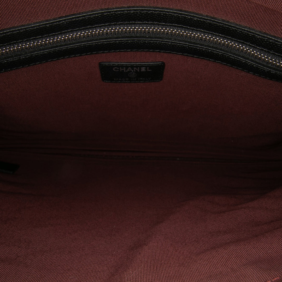 Large Chevron Caviar O Case Clutch Black - Gaby Paris