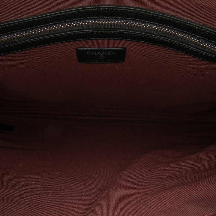 Large Chevron Caviar O Case Clutch Black - Gaby Paris
