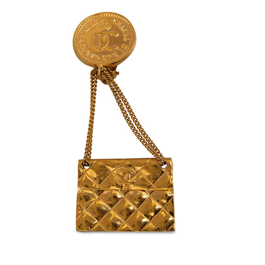 Quilted Flap Bag CC Brooch Gold - Gaby Paris