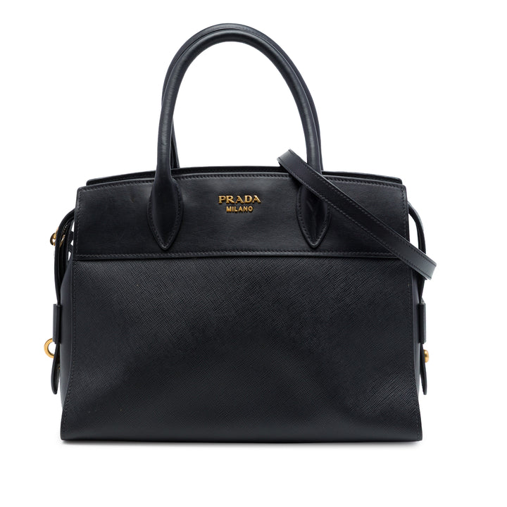 Prada Sac à main City Veau Paradigme Saffiano Noir – vue principale – GABY PARIS