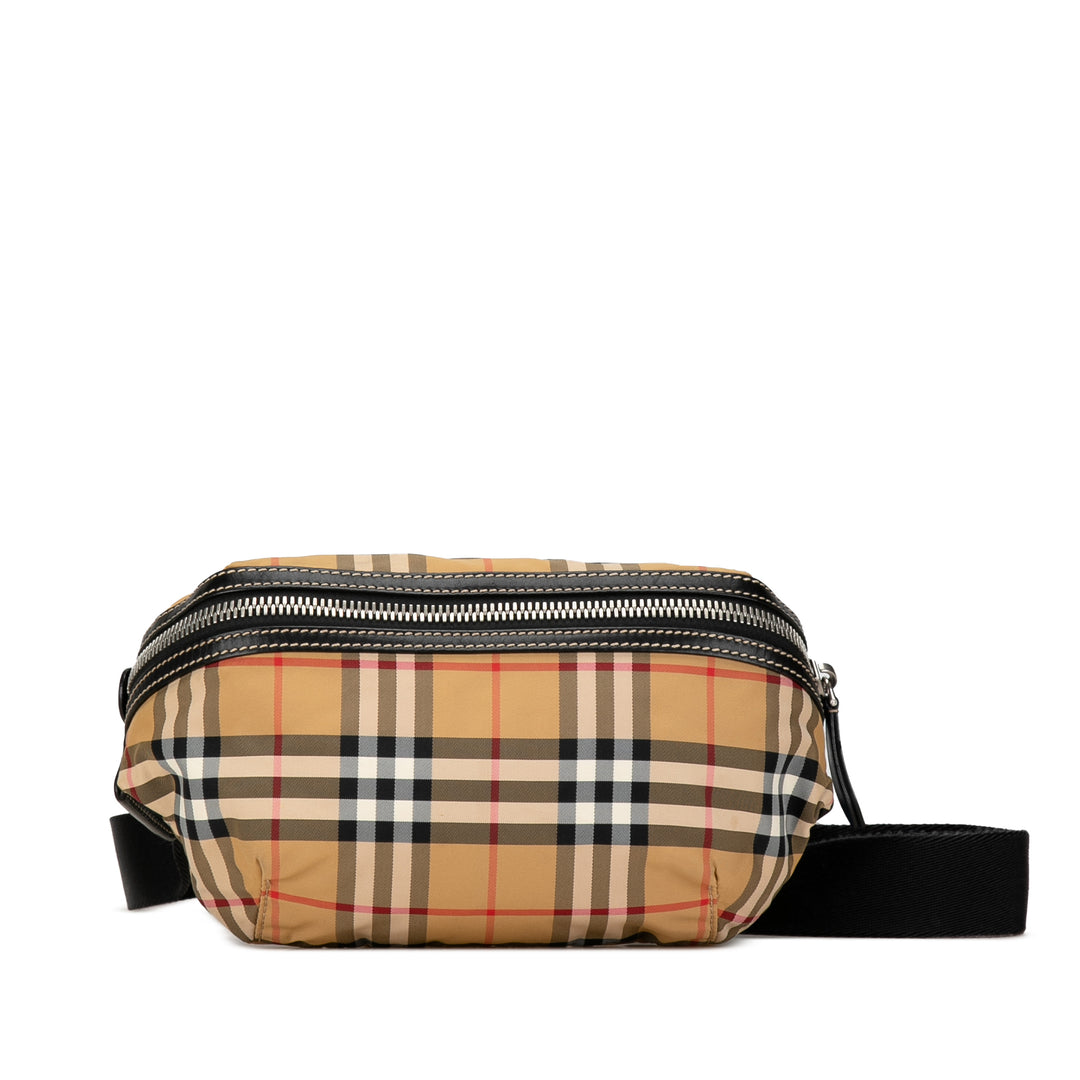 Vintage Check Nylon Sonny Belt Bag Brown - Gaby Paris