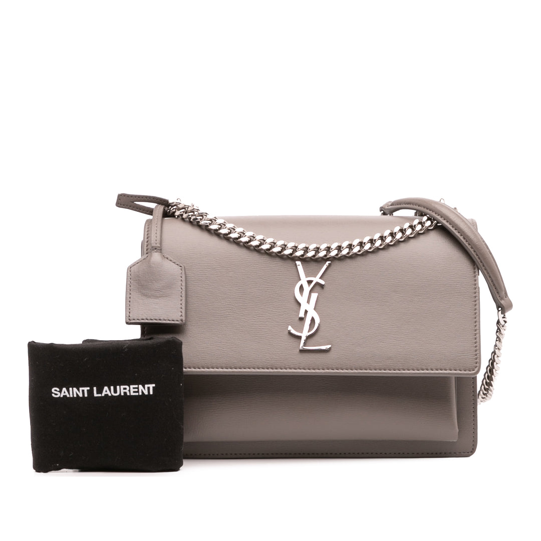 Medium Leather Monogram Sunset Crossbody Gray - Gaby Paris