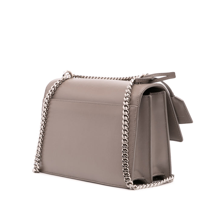 Medium Leather Monogram Sunset Crossbody Gray - Gaby Paris