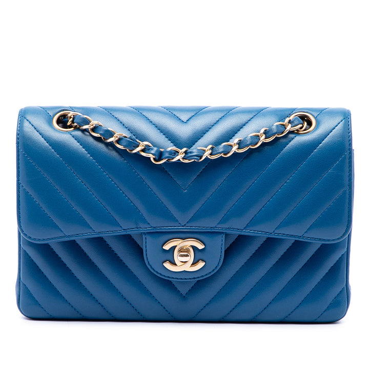 Chanel Small Classic Chevron Cuir d'agneau Double rabat