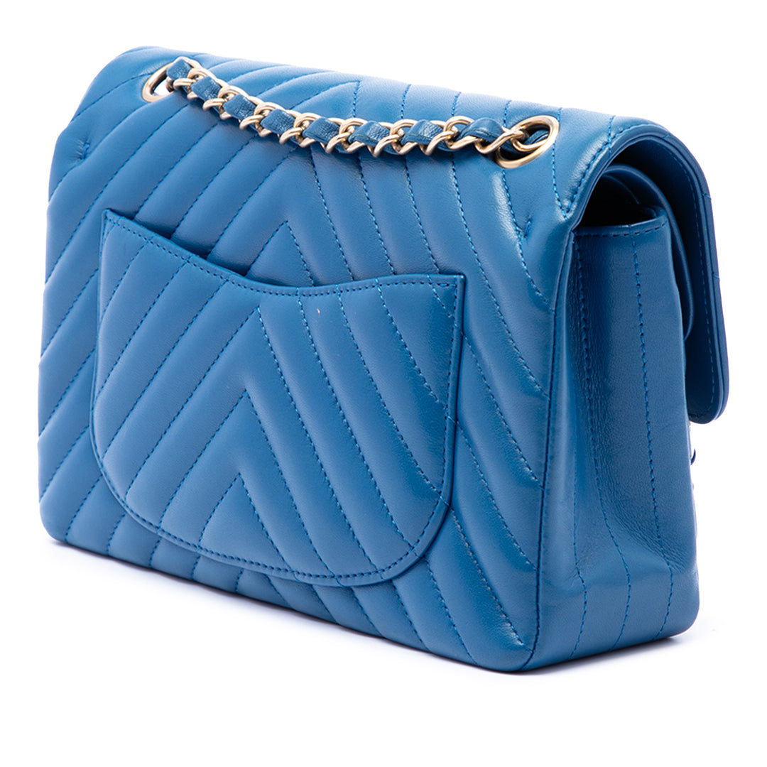 Chanel Small Classic Chevron Cuir d'agneau Double rabat
