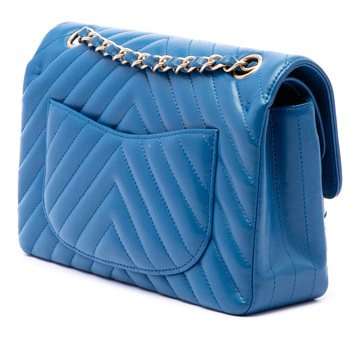 Chanel Small Classic Chevron Cuir d'agneau Double rabat