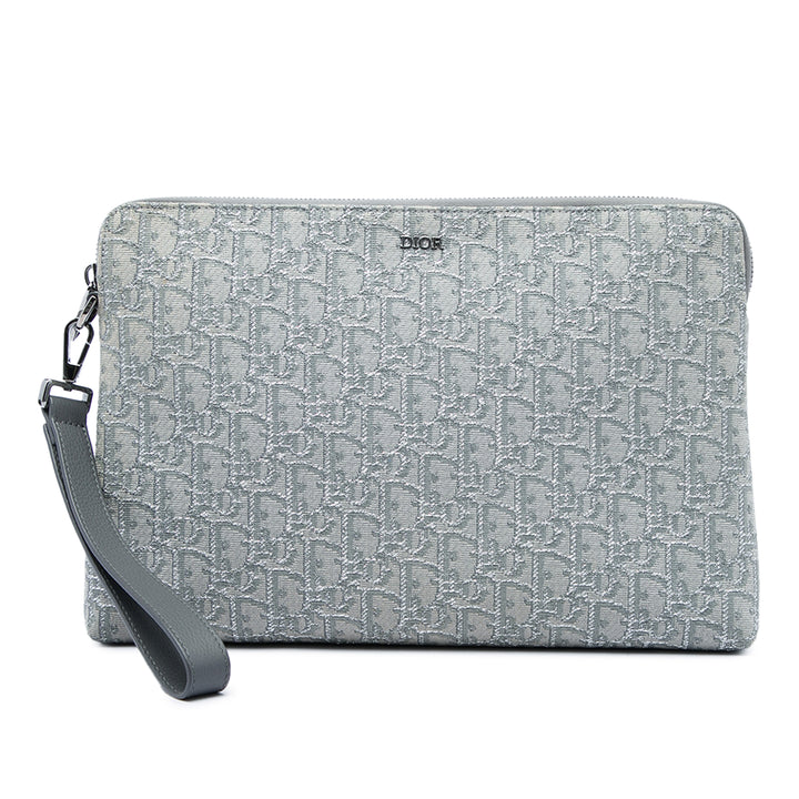 Dior A4 Zippé Pochette Oblique Gris – vue principale – GABY PARIS