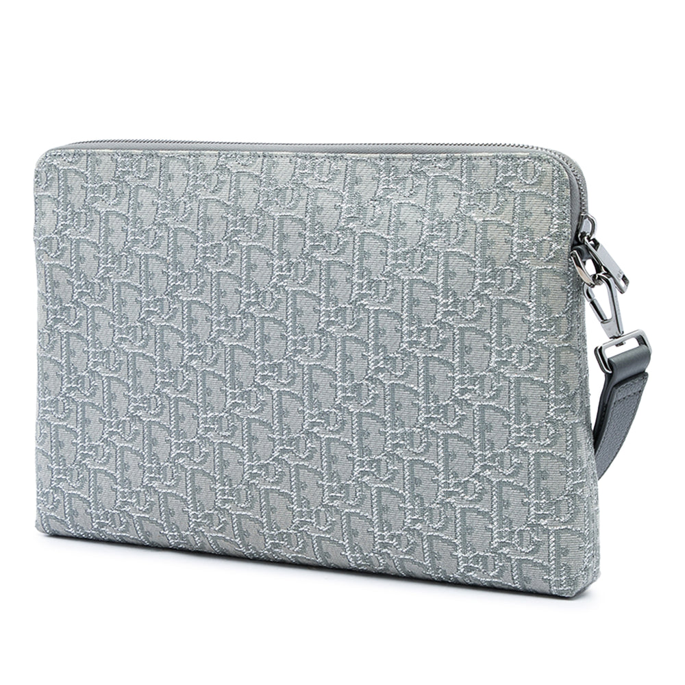 Dior A4 Zippé Pochette Oblique Gris – vue 2 – GABY PARIS