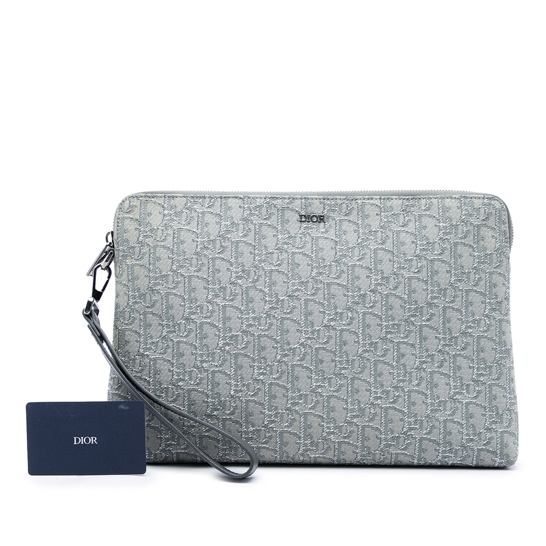 Dior A4 Zippé Pochette Oblique Gris – vue 6 – GABY PARIS