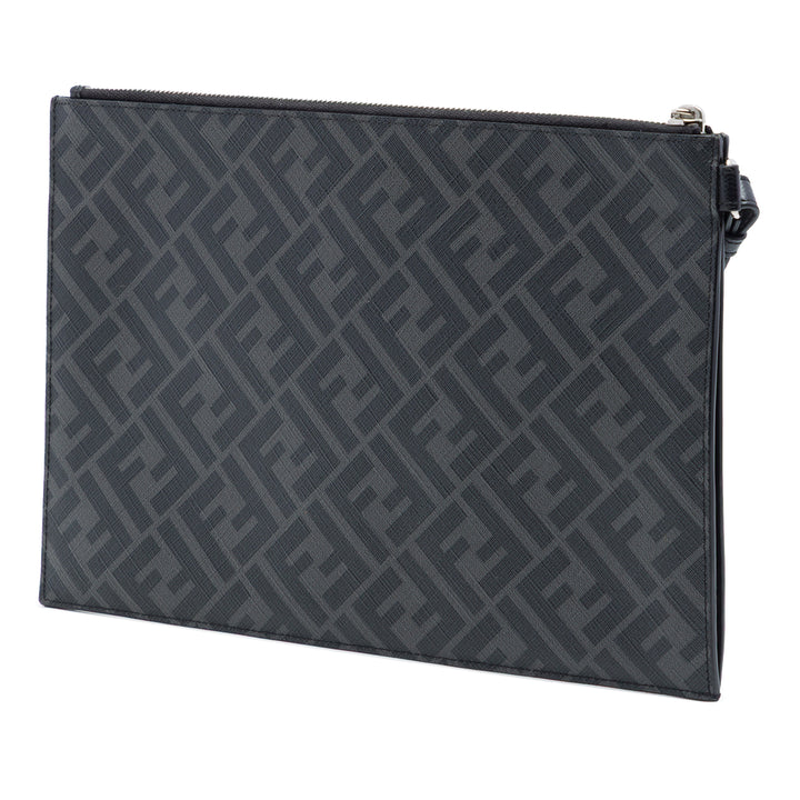 Fendi Zucca Coated Toile FF 1974 Diagonal Logo Flat Pochette