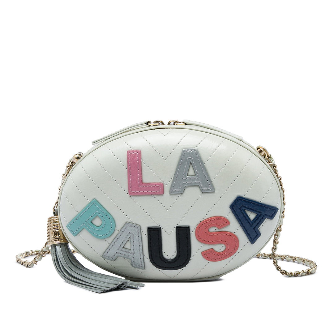 Chanel Sac bandoulière Chevron La Pausa Evening Cuir d'agneau Blanc – vue principale – GABY PARIS