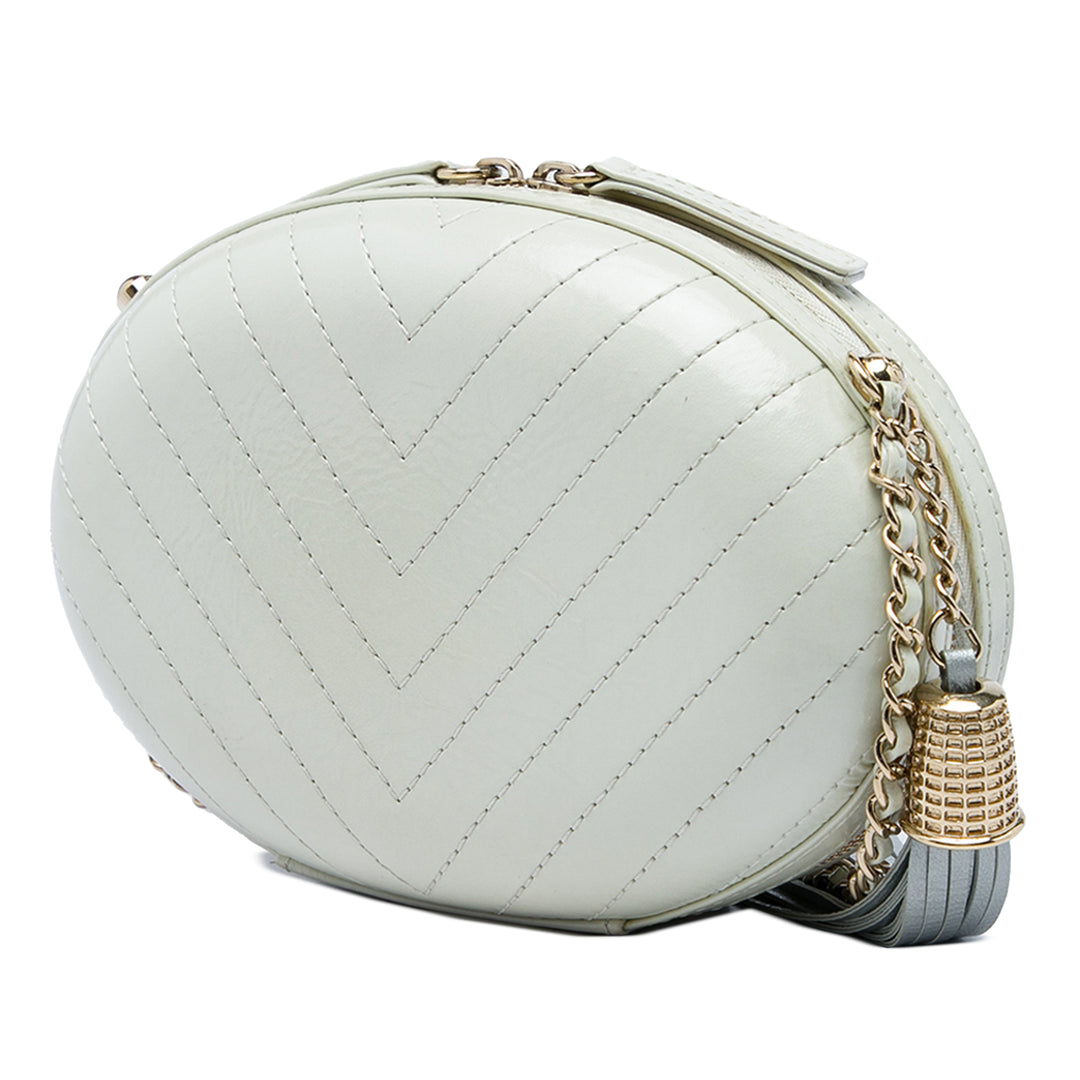 Chanel Sac bandoulière Chevron La Pausa Evening Cuir d'agneau Blanc – vue 2 – GABY PARIS