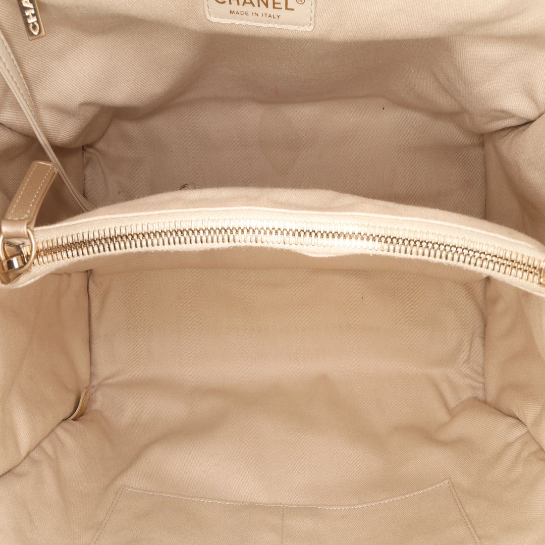 Perforated Metallic Calfskin Up In The Air Tote Gold - Gaby Paris