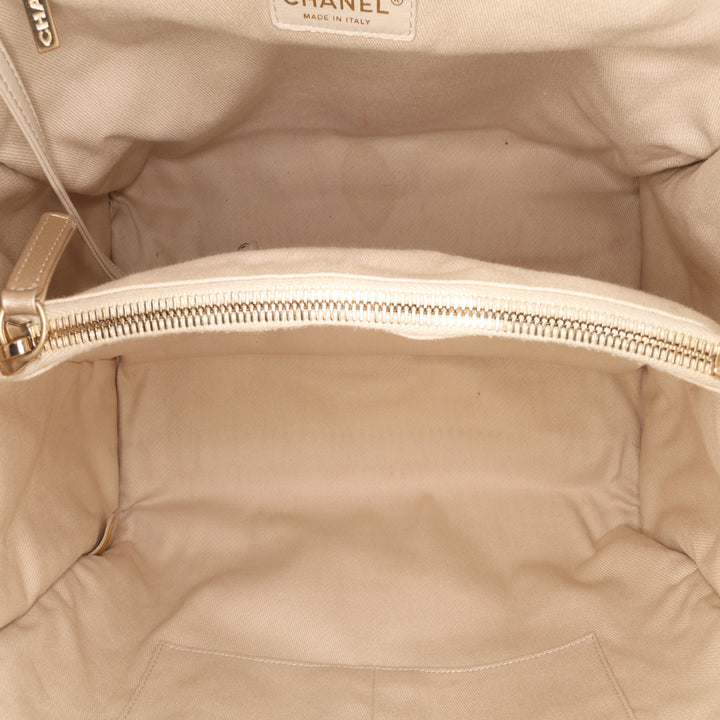 Perforated Metallic Calfskin Up In The Air Tote Gold - Gaby Paris