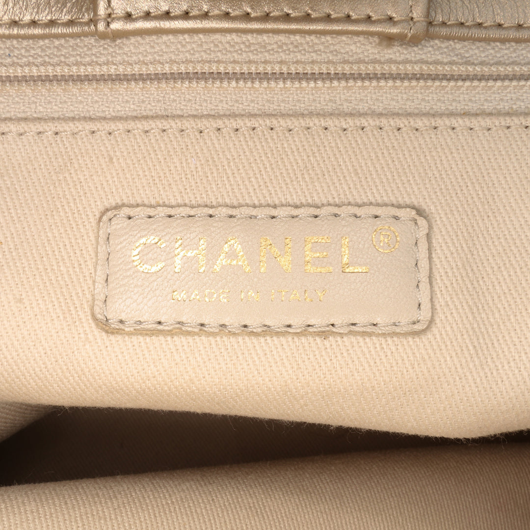Perforated Metallic Calfskin Up In The Air Tote Gold - Gaby Paris