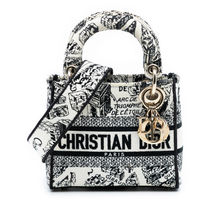 Dior Mini brodé Toile Plan de Paris Lady D Lite