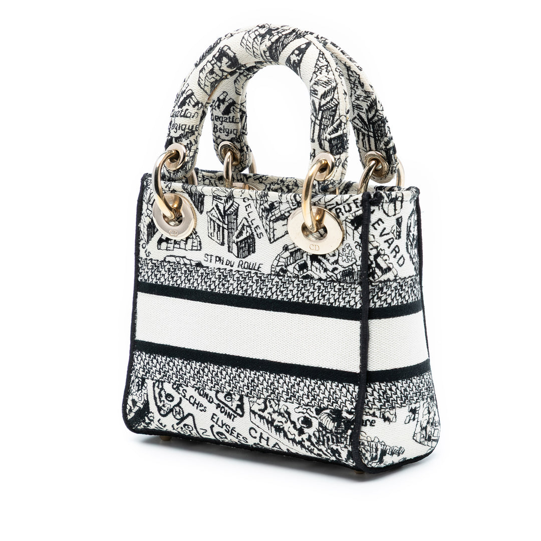 Dior Mini brodé Toile Plan de Paris Lady D Lite
