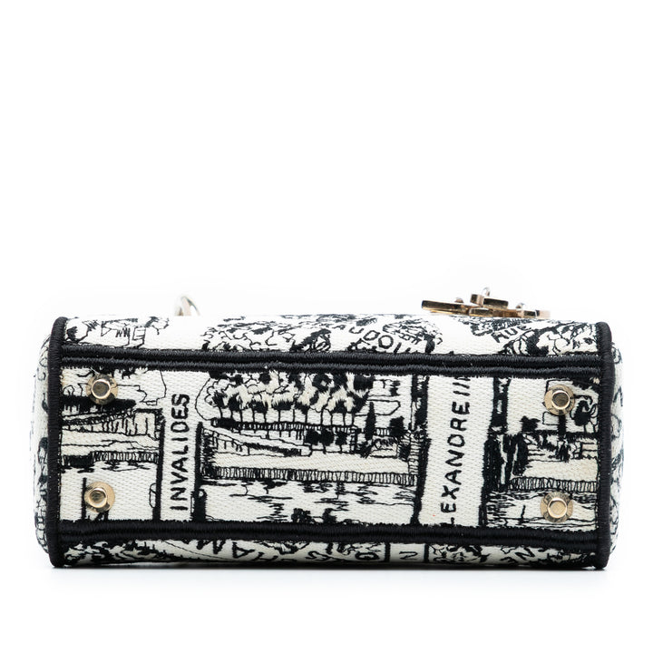 Dior Mini brodé Toile Plan de Paris Lady D Lite