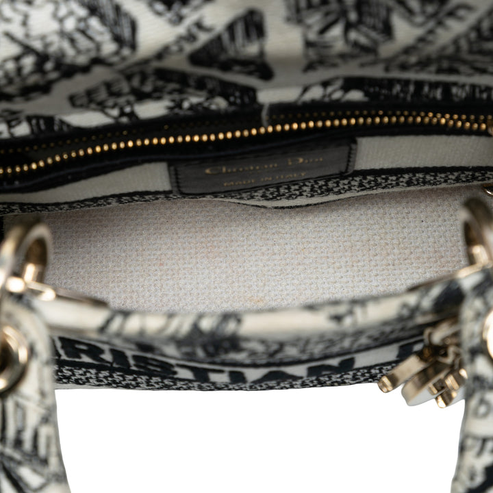 Dior Mini brodé Toile Plan de Paris Lady D Lite