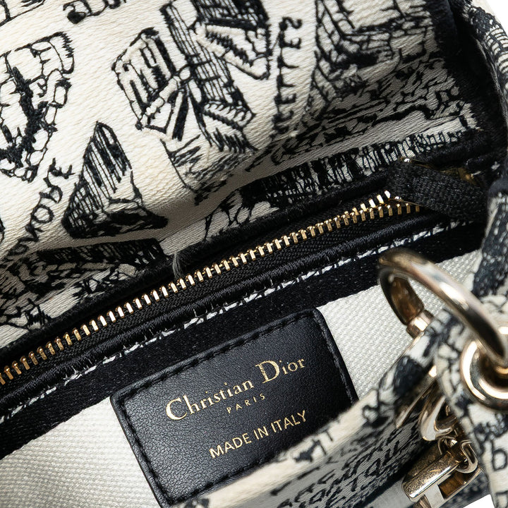 Dior Mini brodé Toile Plan de Paris Lady D Lite