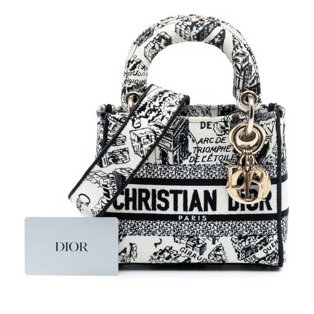 Dior Mini brodé Toile Plan de Paris Lady D Lite