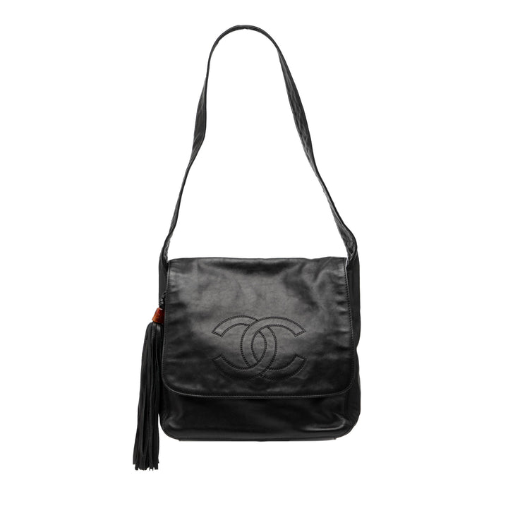 Chanel CC Cuir d’agneau Pompon à rabat Messenger Sac