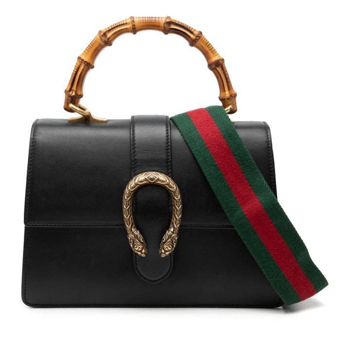 Gucci Bamboo Dionysus Web Sac Moyen Cuir de veau Noir