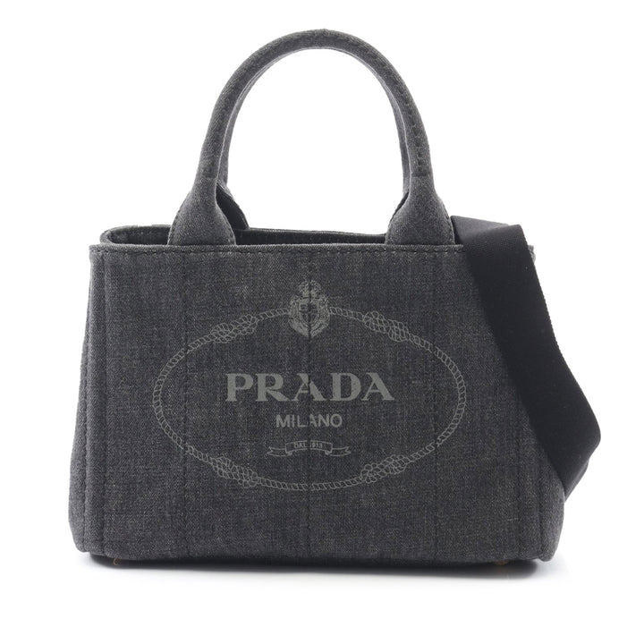 Prada Small Toile Canapa Logo Cabas