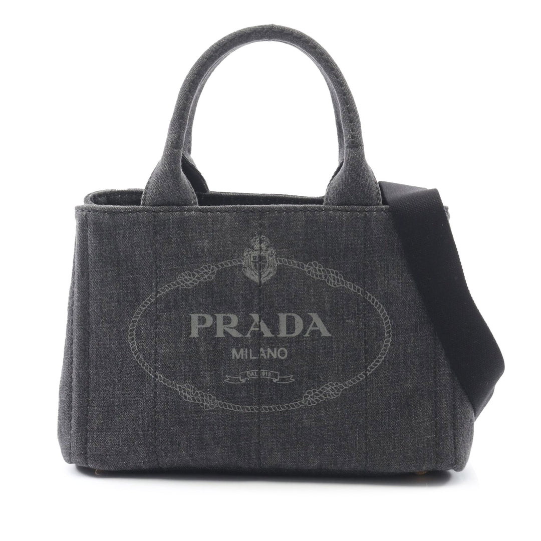 Prada Small Jean Canapa Logo Cabas