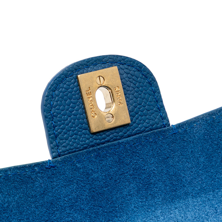 Medium Classic Caviar Pure Double Flap Blue - Gaby Paris