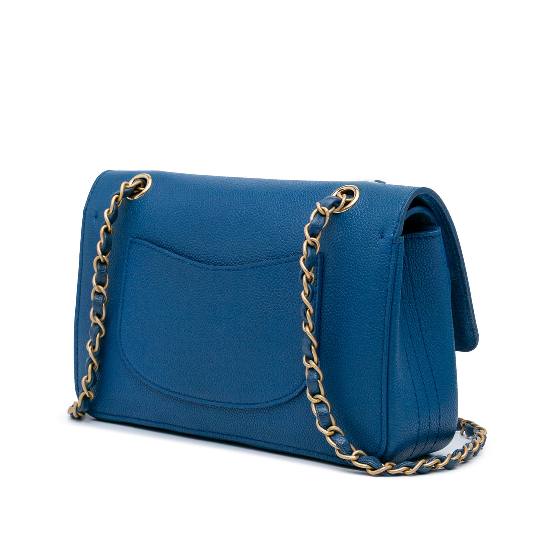Medium Classic Caviar Pure Double Flap Blue - Gaby Paris