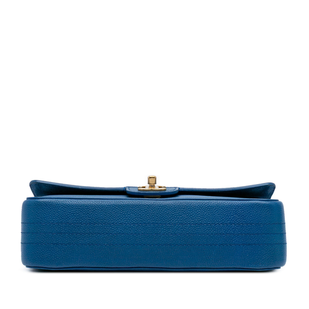 Medium Classic Caviar Pure Double Flap Blue - Gaby Paris