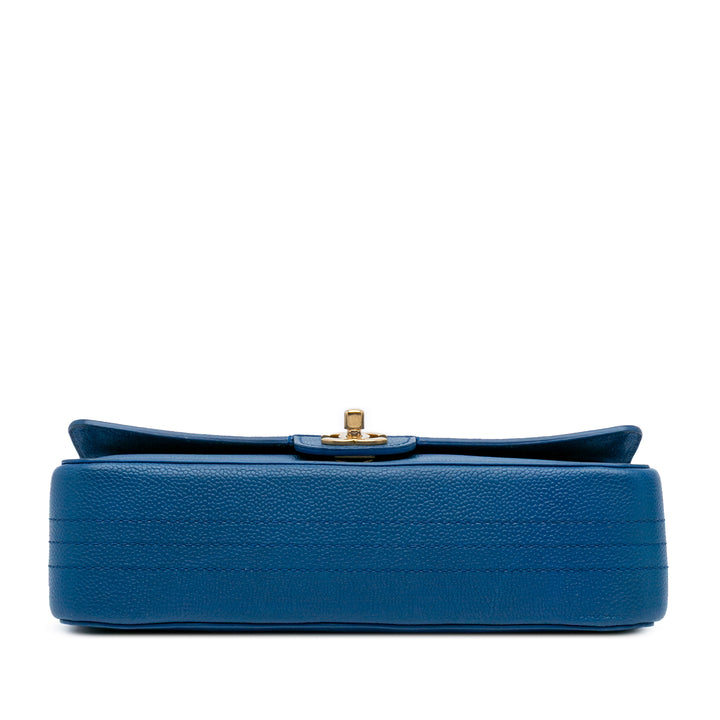 Medium Classic Caviar Pure Double Flap Blue - Gaby Paris